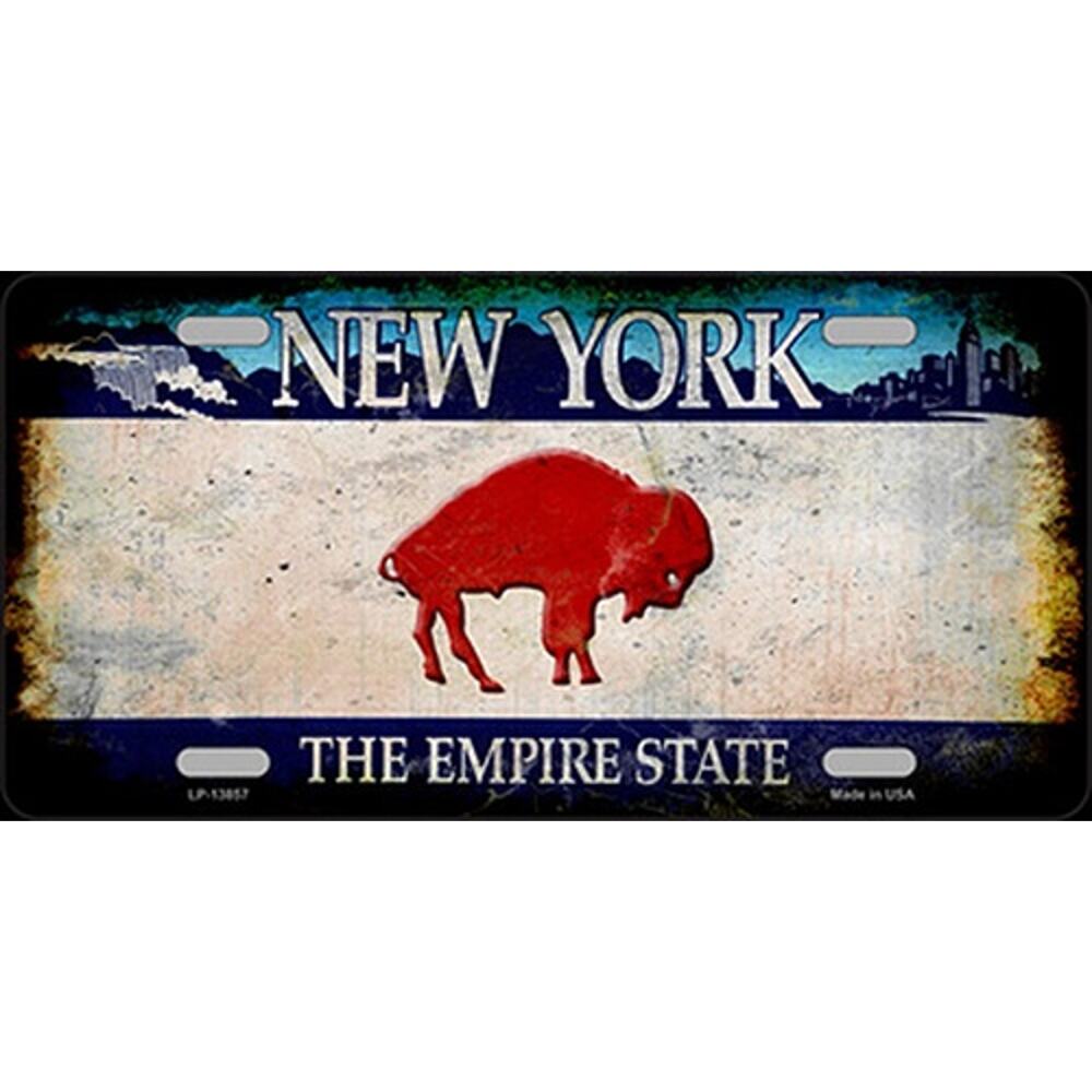 NFL Buffalo Bills License Plate Tag Metal White Wall Sign Retro NY Old Logo New